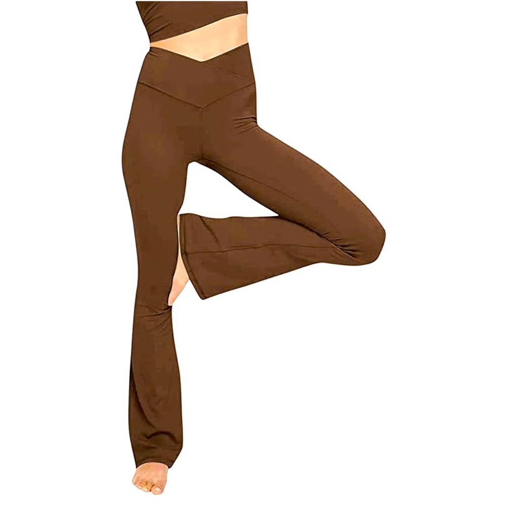 brown flare athletic legging